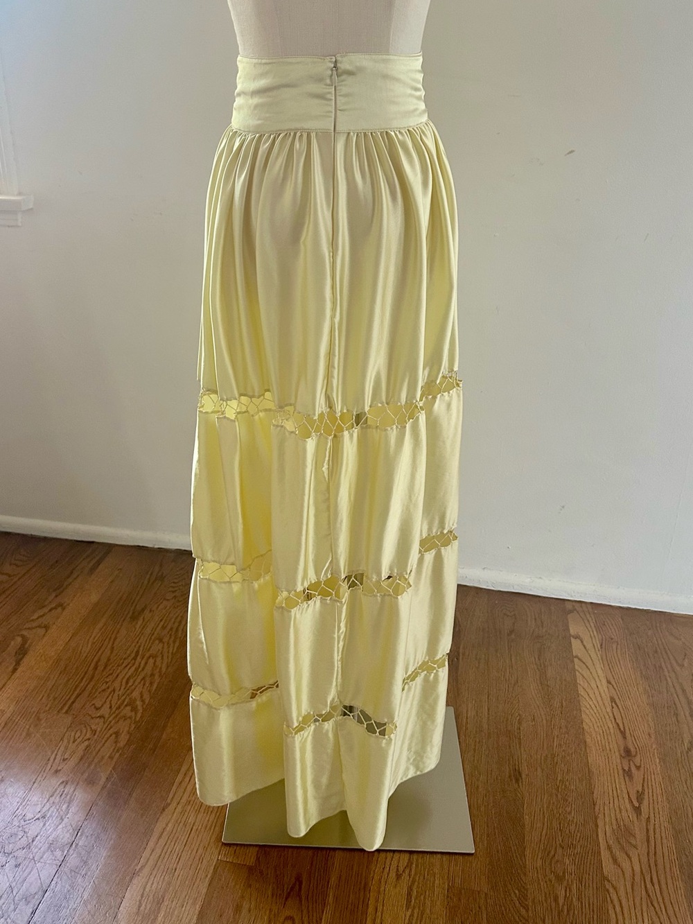 Free People Butter Yellow Tiered Maxi Skirt Boho Prairie Festival High Waist XS - Picture 6 of 9